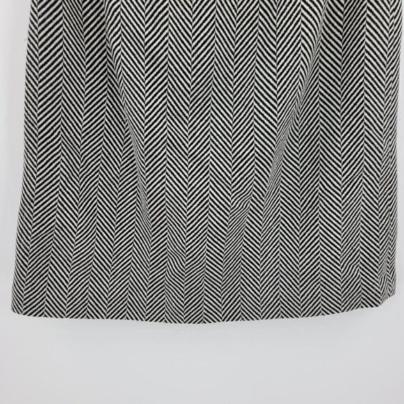 Vintage Ann Taylor Loft Wool Herringbone Aline Mini Skirt 0 Black White Academia - Picture 10 of 13